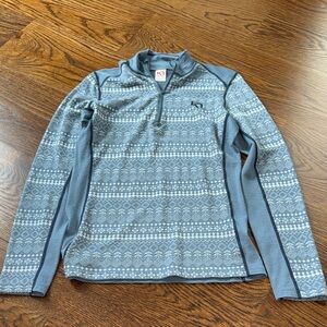 Blue Patterned Quarter-Zip Pullover